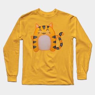 Happy Cute Tiger - An Orange Kawaii Cat Long Sleeve T-Shirt